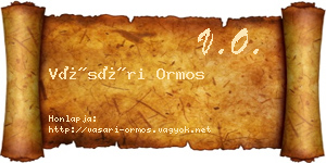 Vásári Ormos névjegykártya